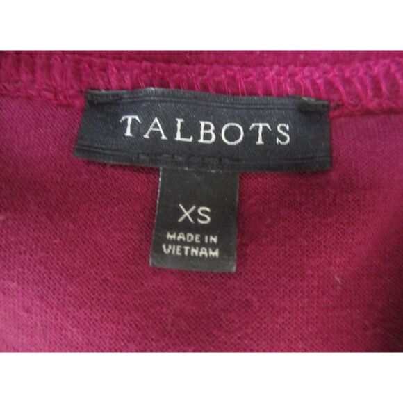 PRETTY TALBOTS RASPBERRY VELVET LONG SLEEVE V-NECK TOP, SIDE SLITS SIZE XS - Picture 5 of 5